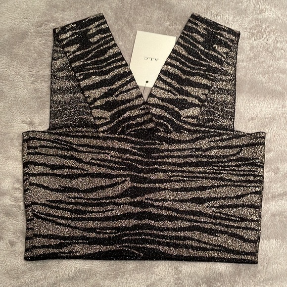 ♡BNWT $235 ICONIC A.L.C.™ ☆Ali☆ Metallic Signature Crop Top♡ Size XS♡ - Picture 5 of 10
